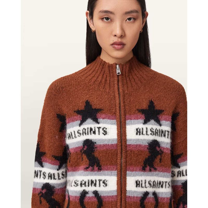 AllSaints Epona Jacquard Cardigan image number 2